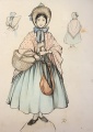 Ontwerp Anton Pieck voor de Reizigster bij het Kinderspoor - Ontwerp zoals te zien in het Efteling Museum in 2018
