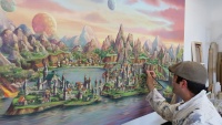 <a href="/lemma/Diego_Terroba" title="Diego Terroba">Diego Terroba</a> werkt aan schilderij voor <a href="/lemma/Panorama_Salon" title="Panorama Salon">Panorama Salon</a> in <a href="/lemma/Symbolica" title="Symbolica">Symbolica</a>
