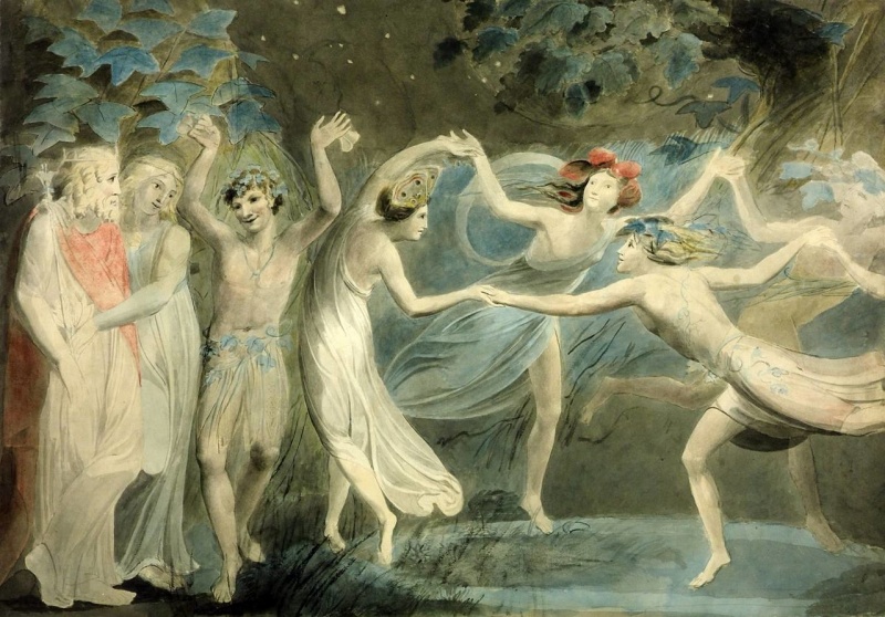 Bestand:Oberon, Titania and Puck with Fairies Dancing. William Blake. c.1786.jpg