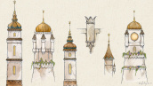 Ontwerpenschetsen torens Symbolica - Efteling persmateriaal