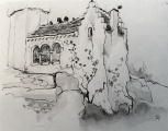 Aanzicht van het kasteel van <a href="/lemma/Doornroosje" title="Doornroosje">Doornroosje</a>. Bron: <a href="/lemma/Anton_Pieck_en_de_wonderbaarlijke_geschiedenis_van_de_Efteling" title="Anton Pieck en de wonderbaarlijke geschiedenis van de Efteling">Anton Pieck en de wonderbaarlijke geschiedenis van de Efteling</a>