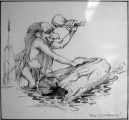 Foto van tekening &#039;Dromen met geleende hand&#039;, Anton Pieck Museum 2009
