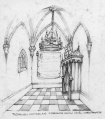 Ontwerptekening interieur kasteeltje van de stiefmoeder door Henny Knoet