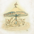 Schets <a href="/lemma/Anton_Pieck" title="Anton Pieck">Anton Pieck</a> voor een <a href="/lemma/Fietsmolen" title="Fietsmolen">fietsmolen</a> voorzien van hoge bi&#039;s.