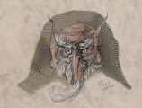 Vroeg ontwerp voor de kop van de <a href="/lemma/Sprookjessprokkelaar_(figuur)" title="Sprookjessprokkelaar (figuur)">Sprookjessprokkelaar</a> (hier nog met ae in de spelling), door <a href="/lemma/Robert-Jaap_Jansen" title="Robert-Jaap Jansen">Robert-Jaap Jansen</a>.