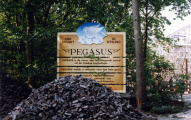Bouwbord van de Pegasus in 1991