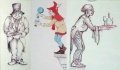 Drie ontwerpen van <a href="/lemma/Ton_van_de_Ven" title="Ton van de Ven">Ton van de Ven</a> voor gevelfiguur <a href="/lemma/Chez_Vitalis" title="Chez Vitalis">Chez Vitalis</a>.