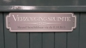 Bordje op Leedhuys: &quot;Verzorgingsruimte. Sleutel beschikbaar via de E.H.B.O.&quot;