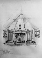 Ontwerp voor het interieur van het huisje van <a href="/lemma/Vrouw_Holle" title="Vrouw Holle">Vrouw Holle</a> door <a href="/lemma/Anton_Pieck" title="Anton Pieck">Anton Pieck</a>, bron: onbekend