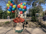 Het levende <a href="/lemma/Ballonnenvrouwtje" title="Ballonnenvrouwtje">Ballonnenvrouwtje</a> in april 2024