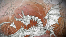 Uitsnede van ontwerp voor <a href="/lemma/Joris_en_de_Draak" title="Joris en de Draak">Joris en de Draak</a> door <a href="/lemma/Karel_Willemen" title="Karel Willemen">Karel Willemen</a>.
