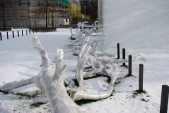 Takken van de Sprookjesboom liggen in de sneeuw klaar voor assemblage - Foto via Eftelist.nl
