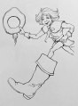Illustratie van Klein Duimpje voor brochure 1986 door Ton van de Ven