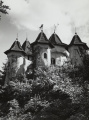 Het kasteel van <a href="/lemma/Doornroosje" title="Doornroosje">Doornroosje</a> vanaf het eerste poortje, rond 1959.