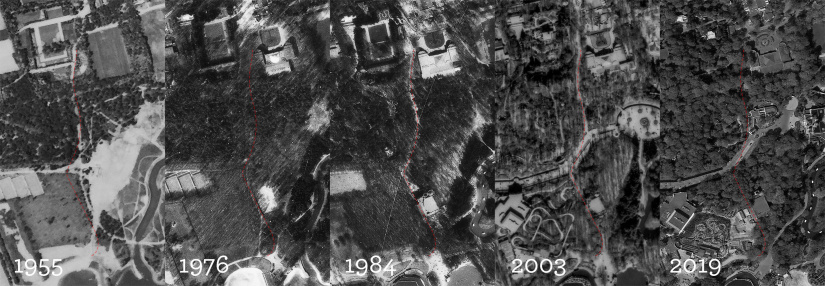 Dioramalaan door de jaren heen vanuit de lucht