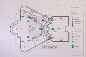 Een schematisch vloerplan van de begane grond van het Clubhuis van het Efteling Golfpark.