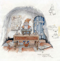 Ontwerp van de musicerende <a href="/lemma/Kabouter" class="mw-redirect" title="Kabouter">kabouter</a> in de <a href="/lemma/Kabouterboom" class="mw-redirect" title="Kabouterboom">Kabouterboom</a>, door <a href="/lemma/Anton_Pieck" title="Anton Pieck">Anton Pieck</a>