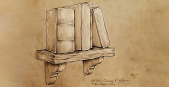 Ontwerp voor een boekenplankje in het &#039;Paddenstoelenparcours&#039; in het <a href="/lemma/Kabouterdorp" title="Kabouterdorp">Kabouterdorp</a> door Karel Willemen, naar aanleiding van de herbouw in 2023 - Tekening: via Efteling blog.