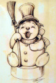 Ontwerp <a href="/lemma/Henny_Knoet" title="Henny Knoet">Henny Knoet</a> voor een <a href="/lemma/Holle_Bolle_Gijs" title="Holle Bolle Gijs">Holle Bolle Gijs</a> in de vorm van een sneeuwpop.