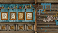 Ontwerp voor de wand van Max in het station van <a href="/lemma/Max_%26_Moritz" title="Max &amp; Moritz">Max &amp; Moritz</a>. Bron: Efteling Blog