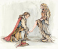 Ontwerptekening van <a href="/lemma/Karel_Willemen" title="Karel Willemen">Karel Willemen</a> voor de uitbeelding van <a href="/lemma/Assepoester" title="Assepoester">Assepoester</a> in het Sprookjesbos