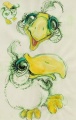 Ontwerp voor handpop <a href="/lemma/Vreemde_Vogels" title="Vreemde Vogels">Vreemde Vogels</a>, door Deborah Freriks