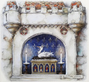 Ontwerp voor <a href="/lemma/De_Gekroonde_Eend" title="De Gekroonde Eend">De Gekroonde Eend</a> door <a href="/lemma/Anton_Pieck" title="Anton Pieck">Anton Pieck</a> uit het <a href="/lemma/Sprookjesboek_van_de_Efteling" title="Sprookjesboek van de Efteling">Sprookjesboek van de Efteling</a>.