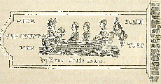Tekening van een uithangbord: &quot;Hier verhuurt men schuitjes. Bij Kees Jolleman&quot;.