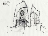 Alternatief ontwerp entree <a href="/lemma/Octopus" title="Octopus">Octopus</a> aan <a href="/lemma/Pardoes_Promenade" title="Pardoes Promenade">Pardoes Promenade</a>-zijde met bootgevel, door <a href="/lemma/L%C3%A9on_Weeterings" title="Léon Weeterings">Léon Weeterings</a>. Niet uitgevoerd.