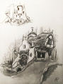 Ontwerp voor het exterieur van het sprookje van <a href="/lemma/Roodkapje" title="Roodkapje">Roodkapje</a> door <a href="/lemma/Anton_Pieck" title="Anton Pieck">Anton Pieck</a> uit <a href="/lemma/Anton_Pieck_en_de_wonderbaarlijke_geschiedenis_van_de_Efteling" title="Anton Pieck en de wonderbaarlijke geschiedenis van de Efteling">Anton Pieck en de wonderbaarlijke geschiedenis van de Efteling</a>