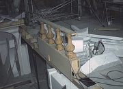 Dansende balustrade in de hoofdshow van het <a href="/lemma/Spookslot" title="Spookslot">Spookslot</a> tijdens de bouw.