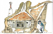 Schets van het huisje voor Repelsteeltje, door Ton van de Ven uit <a href="/lemma/En_ze_leven_nog_lang_en_gelukkig" title="En ze leven nog lang en gelukkig">En ze leven nog lang en gelukkig</a>.