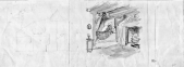 Schets voor het interieur van het sprookje van <a href="/lemma/Roodkapje" title="Roodkapje">Roodkapje</a> uit 1955 door <a href="/lemma/Anton_Pieck" title="Anton Pieck">Anton Pieck</a> uit het <a href="/lemma/Efteling_Archief" class="mw-redirect" title="Efteling Archief">Efteling Archief</a> via Hover, M. E. J. (2013). &#039;&#039;De Efteling als &#039;verteller&#039; van sprookjes.&#039;&#039;