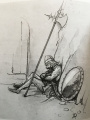 Ontwerp voor de schildwacht van <a href="/lemma/Doornroosje" title="Doornroosje">Doornroosje</a>. Bron: <a href="/lemma/Anton_Pieck_en_de_wonderbaarlijke_geschiedenis_van_de_Efteling" title="Anton Pieck en de wonderbaarlijke geschiedenis van de Efteling">Anton Pieck en de wonderbaarlijke geschiedenis van de Efteling</a>