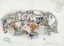 Ontwerp interieur van het Grote Kabouterhuis door Anton Pieck - Uit: &#039;Zijn we d&#039;r al?&#039;