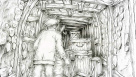 Uitsnede van ontwerp voor <a href="/lemma/De_Vliegende_Hollander" title="De Vliegende Hollander">De Vliegende Hollander</a> door <a href="/lemma/Karel_Willemen" title="Karel Willemen">Karel Willemen</a>.