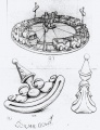 Ontwerpen van de Kleuterhof, als de trein en de Schommelclown