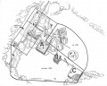 Overzicht te realiseren <a href="/lemma/Cosmocenter" class="mw-redirect" title="Cosmocenter">Cosmocenter</a> op de <a href="/lemma/Beekse_Bergen" title="Beekse Bergen">Beekse Bergen</a> met aangegeven de fasering in jaren, getekend door Cees Dam.