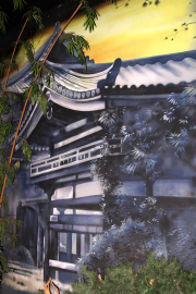 Wandschildering van een paleis in het interieur van de <a href="/lemma/Chinese_Nachtegaal" class="mw-redirect" title="Chinese Nachtegaal">Chinese Nachtegaal</a>.