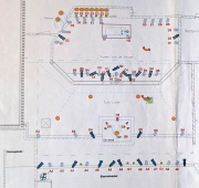 Technische plattegrond inclusief lichtplan van de show van de <a href="/lemma/Chinese_Nachtegaal" class="mw-redirect" title="Chinese Nachtegaal">Chinese Nachtegaal</a> door <a href="/lemma/Wim_Dresens" title="Wim Dresens">Wim Dresens</a>.
