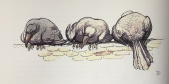 Ontwerp voor de kraaien op het dak van het kasteel van <a href="/lemma/Doornroosje" title="Doornroosje">Doornroosje</a> door <a href="/lemma/Anton_Pieck" title="Anton Pieck">Anton Pieck</a>. Bron: <a href="/lemma/Sprookjesboek_van_de_Efteling" title="Sprookjesboek van de Efteling">Sprookjesboek van de Efteling</a>