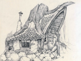 Ontwerp door <a href="/lemma/Ton_van_de_Ven" title="Ton van de Ven">Ton van de Ven</a> van het exterieur voor <a href="/lemma/Repelsteeltje" title="Repelsteeltje">Repelsteeltje</a>. Bron: Tovertafel <a href="/lemma/Efteling_Museum" title="Efteling Museum">Efteling Museum</a>